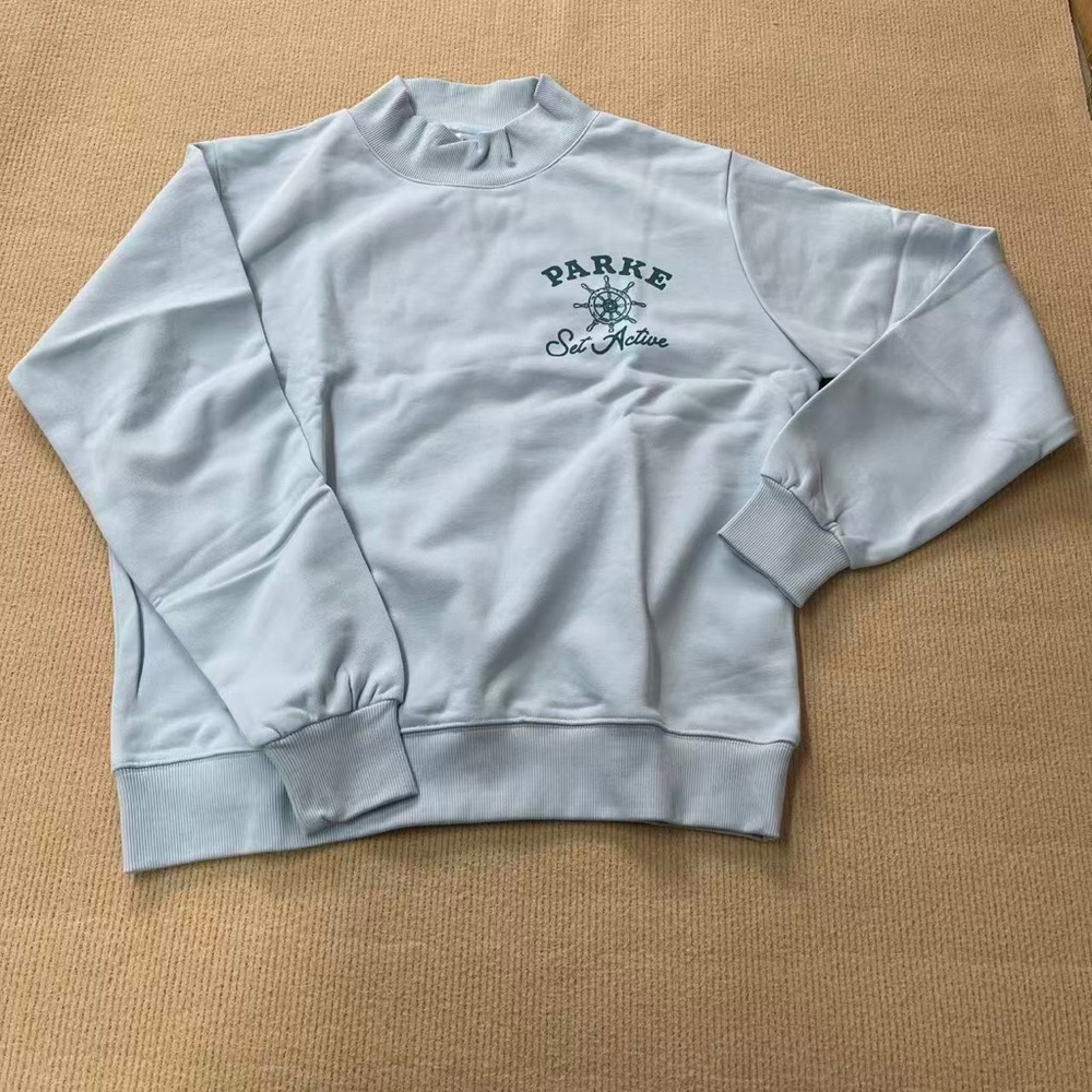 Parke Blue Round-neck Long-sleeve Sports Jacket